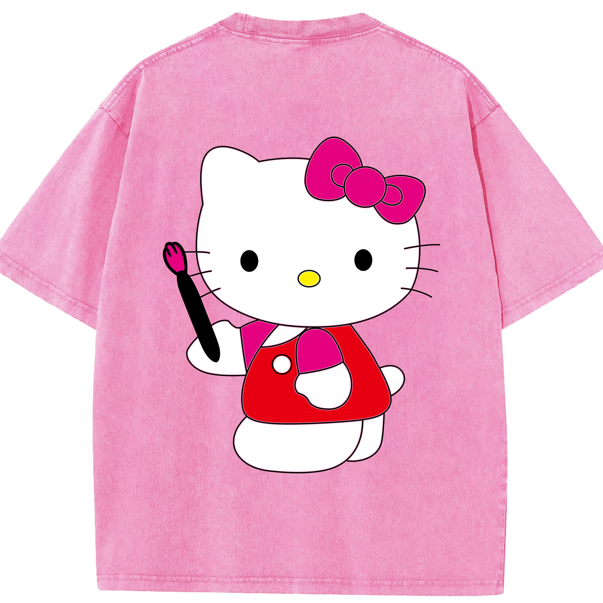 （画像用） Hello Kitty ハローキティ 綿100% ヴィンテージ風 半袖Tシャツ（背面プリント）